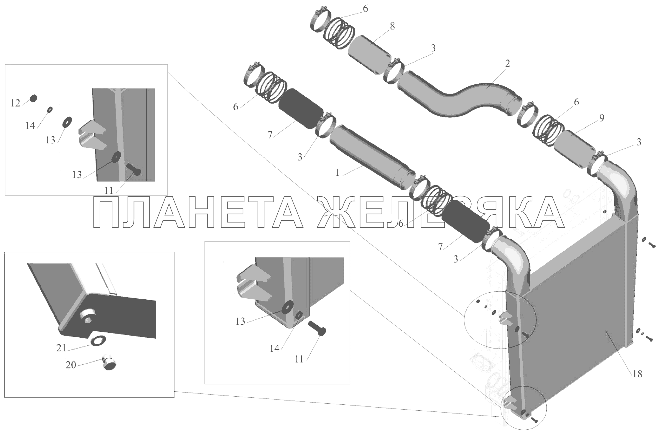 Установка системы охлаждения воздуха 5551А2-1300040 МАЗ-6303A3, 6303A5